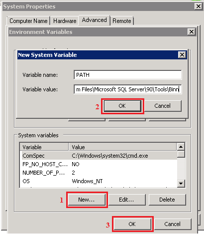  Variable Value: C:\Program Files\Microsoft SQL Server\90\Tools\Binn