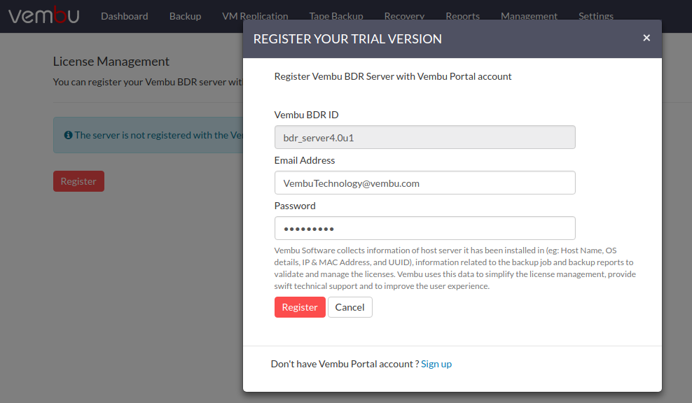 enter registered email id and password