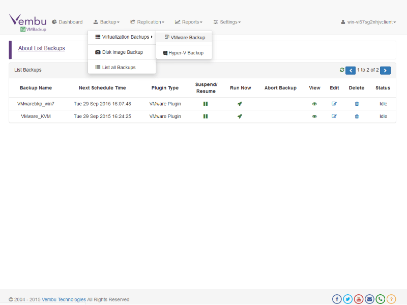 Vembu BDR Suite is an effective VMware Backup software designed for VM administrators. It is an unified backup solution that works across Physical & Virtual Environments and can backup Desktops, Servers, VMware, Hyper-V and XenServers at host lev